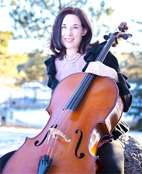 Pam Chaddon sitting with a cello