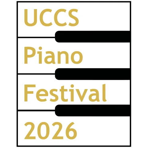 Text of event title in yellow between piano keys graphic