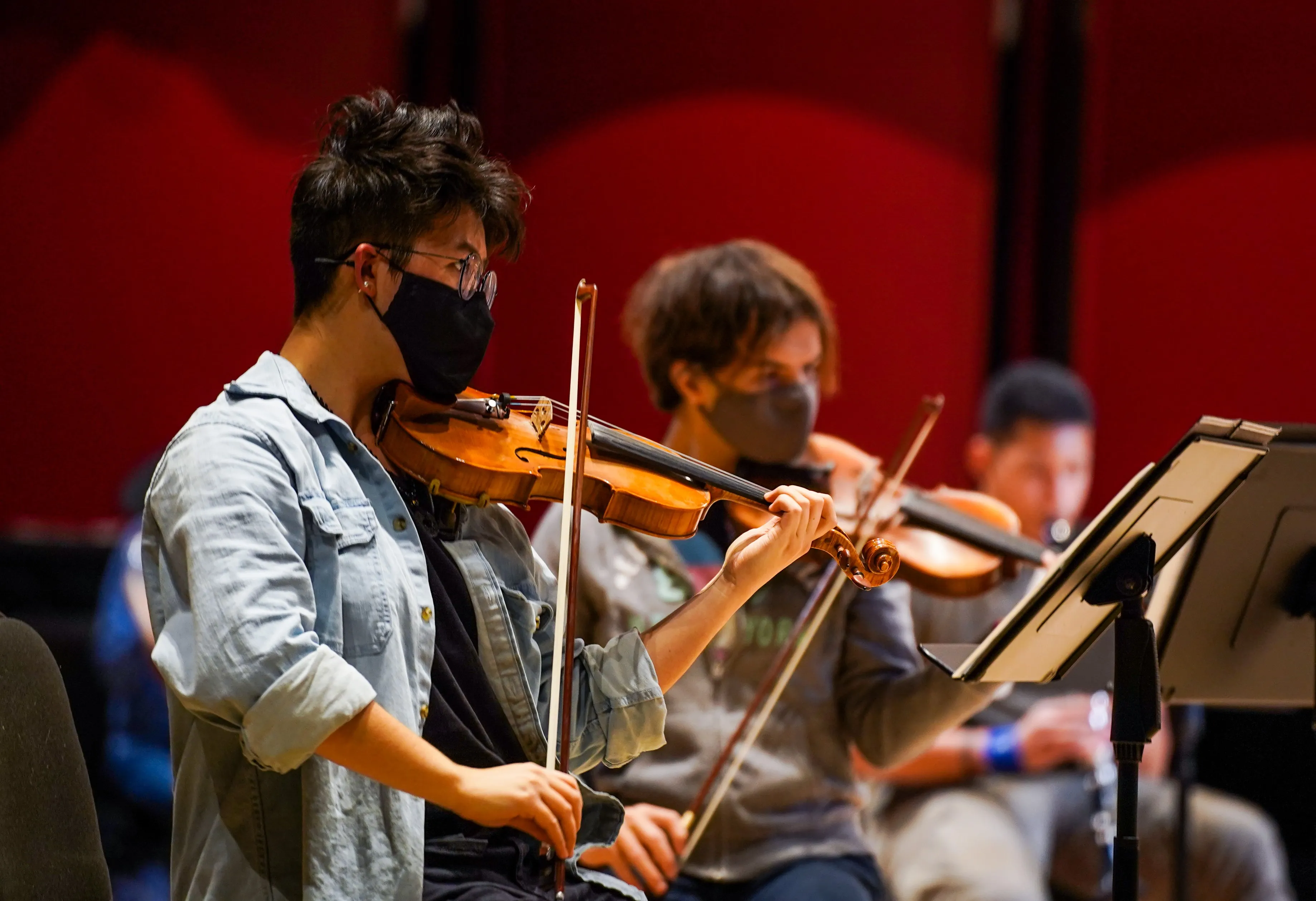 strings playing in symphony